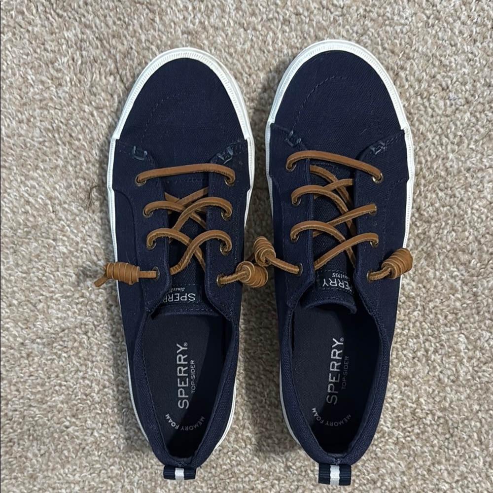 Sperry Dark Blue Shoes with Tan Laces